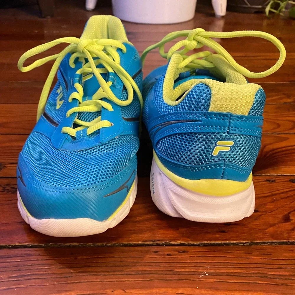 Fila DLS Foam Ancerus 5 Running Shoes Size 10 Blue & Yellow Neon Like New